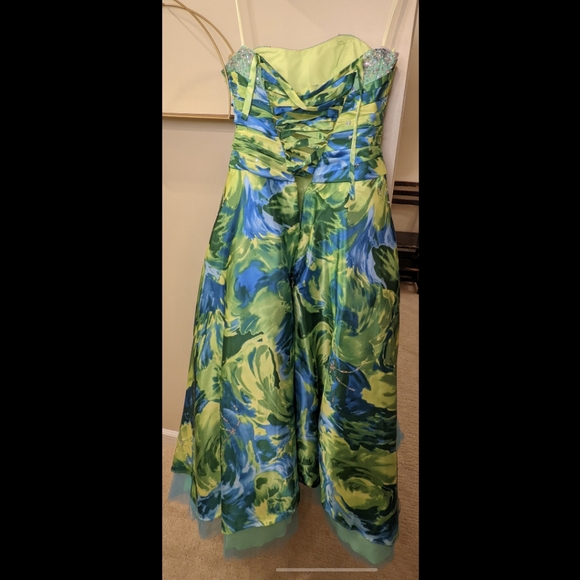 Neon Green Princess Prom Dress - Picture 5 of 9